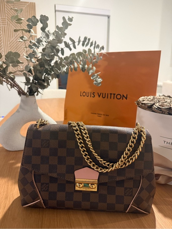 Louis Vuitton Handbags - Louis Vuitton Damier Ebene Caissa Clutch/Shoulder Bag with Pink Trim and Gold